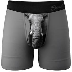 Men's Big & Tall The Junk In The Trunk Elephant Ball Hammock Pouch Underwear With Fly by Shinesty in Gray (Size 4X)