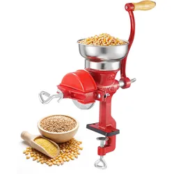 VEVOR Getreidemühle Manuell aus Gusseisen, Handkurbel Kornmühle mit Niedrigem Trichter & Tischklemme, Malzmühle Kaffeemühle Gewürzmühle für Kaffeebohnen Gewürze Weizen Mais, Inkl. Staubschutzhaube