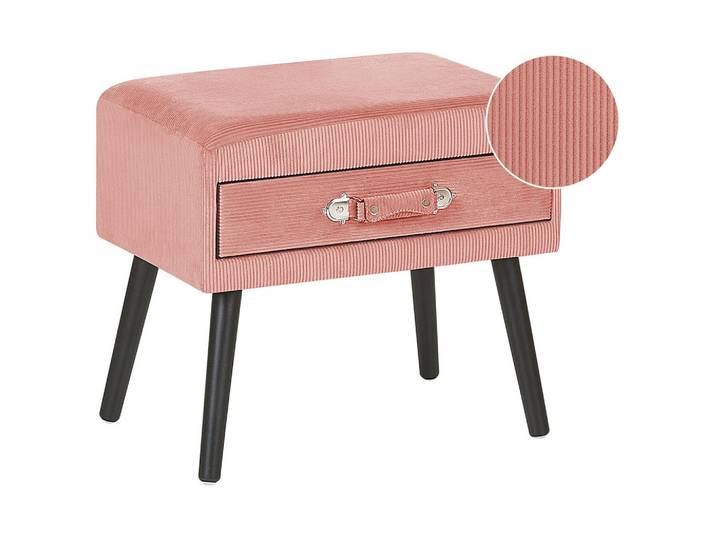 NACHTTISCH rosa Cord Koffer-Design Eurostar