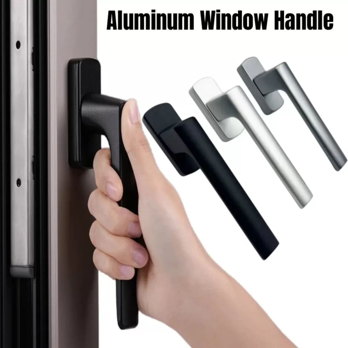 INF Schließbarer Aluminium-Fenstergriff mit 25mm quadratischer Spindel, Schwarz — Gebogener gerader Hebel für erhöhte