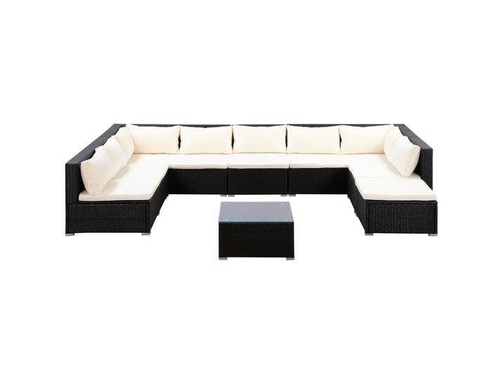 Rattanlounge COLOMBO schwarz/weiss