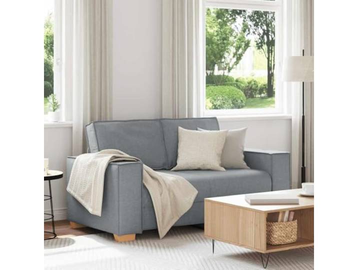 HEFZGDB 2-Sitzer Sofa Hellgrau 120 cm Stoff, Weiches strapazierfähiges Polyestergewebe mit atmungsaktiver Qualität, Stabiles Holz- und Metallgestell für Robustheit, Breite Armlehnen