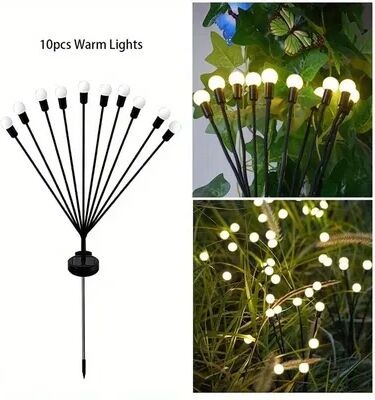 Combo Retail Shop Solar Garden Firefly Light, Outdoor Waterproof Starburst Swing Decorative Lamp, Path Yard Patio Pathway Landscape 10 Led
