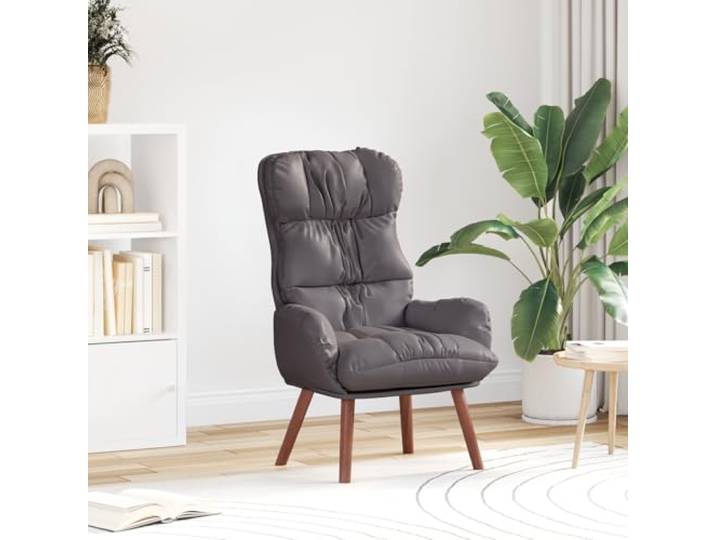 HEFZGDB Relaxsessel Grau Kunstleder Moderner Sessel mit Holzrahmen und wasserabweisendem Leder Ergonomisches Design für optimalen Komfort und Rückenstütze Perfekt für Wohnzimmer