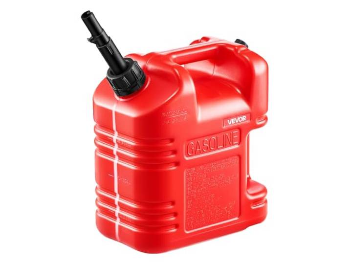 VEVOR Bidon Essence 9\,5 L Bidon Carburant avec Bec Verseur\, Graduation Transparente\, Débit Maximal 15 L/min\, Réservoir Essence Plat Portable pour la Plupart des Voitures\, Motos\, UTV\, Tracteurs\, Rouge