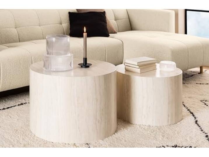 möbelando Satztisch >Dice< (2-teilig) in travertin, MDF - 58x40x58cm (BxHxT)