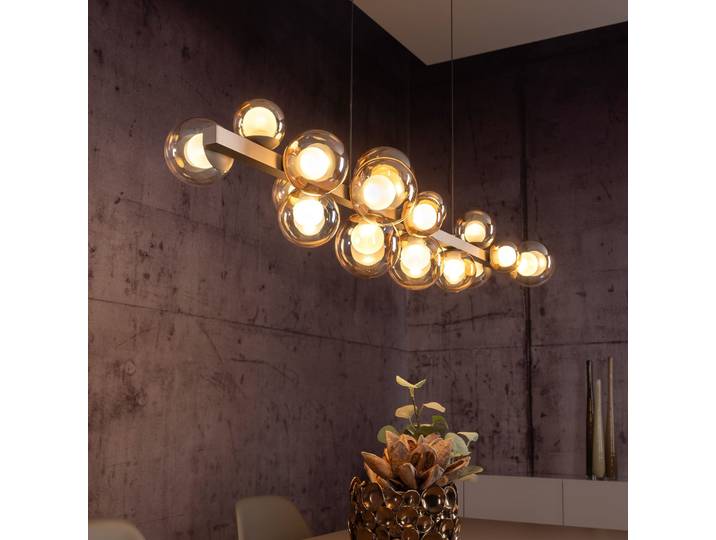 E-Popup LED-Hängelampe, bronce, Glas, CCT, 18-flg. - PURE PURE E-Popup - Wohnzimmer - Modern - Mit Schirm