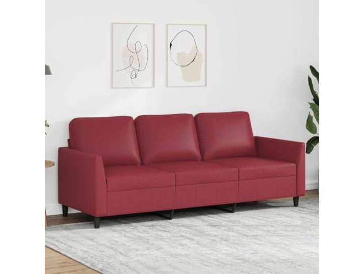 YUTAASU 3-Sitzer-Sofa Weinrot 180 cm Kunstleder Metallgestell, Dick Polsterung, Schmutzabweisend, Belastbar Bis 110 Kg Pro Sitzplatz