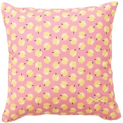 Benetton - Kissen 40X40Cm 144Tc 100 % rosa Baumwolle mit gelben Äpfeln und Früchten