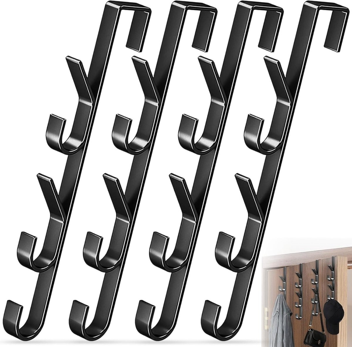 Set van 4 robuuste metalen deurhaken voor handdoeken, kleding en hoeden