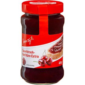 JedenTag Marmelade Extra, Sauerkirsche, vegan, 50% Fruchtgehalt, im Glas, 450 g