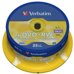Verbatim DVD-Rohlinge »DVD+RW« 25er-Spindel silber
