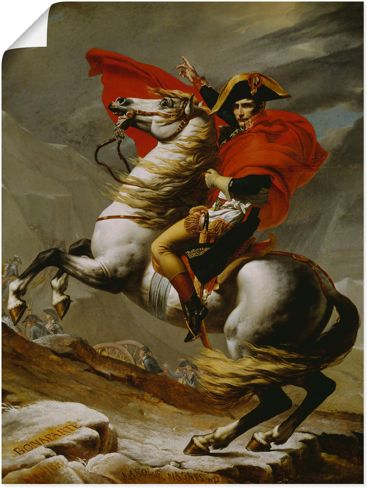 Wandbild ARTLAND "Napoleon bei der Überquerung der Alpen.", braun (farbe bild(er): braun), B:30cm H:40cm, Bilder, Wandbild, als Leinwandbild, Poster in verschied. Grössen farbe bild(er): braun B/H/T: 30cm x 40cm, Poster Menschen Hochformat, 1 Stk.