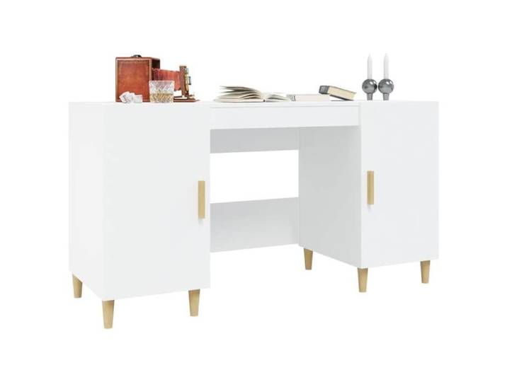 Bureau BURKE Blanc Table à écrire - 1 PERSONNE - Blanc 140x50x75 cm - Bois d'ingénierie BB436