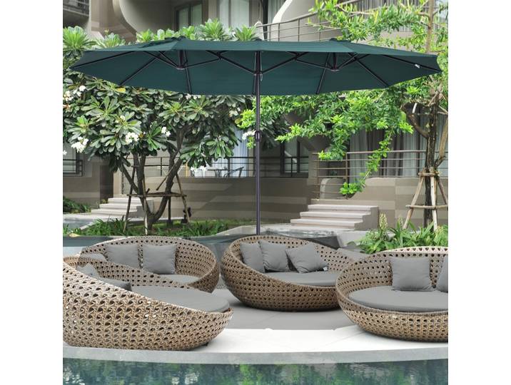 Outsunny Parasol Jardin XXL 4.6x2.7m Manivelle Vert