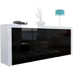 SIDEBOARD La Paz Schwarz Hochglanz / Weiß Hochglanz
