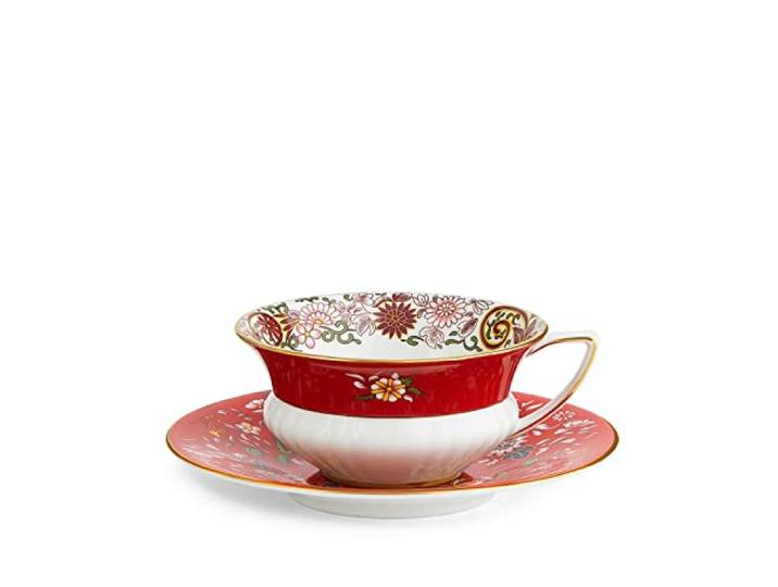 Wedgwood Wonderlust Crimson Orient 40024021 Tasse à thé et soucoupe en porcelaine anglaise avec pierre précieuse Violet