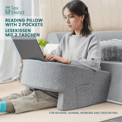 Inspire Picks Extra Large Memory Foam Reading Pillow With Armrests Ergonomic Reading Pillow For Gaming, Work & Relaxation grey 22.4x24x11.8inch