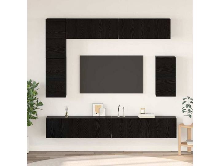 Living - meuble tv mural complet Vidaxl Ensemble meuble TV 8 pcs Chêne noir Bois d'ingénierie