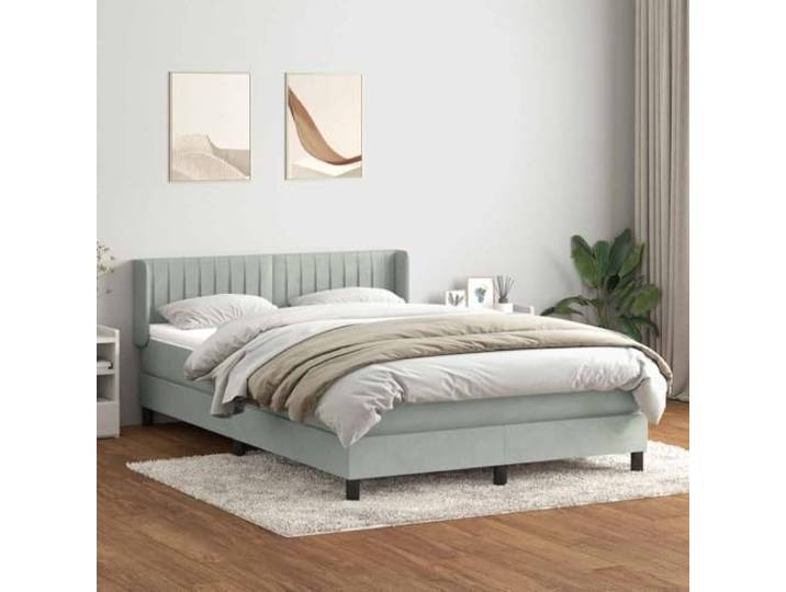 RJPLMFV Samtbett, Hellgrau, 160 x 210 cm, mit verstellbarem Kopfteil Taschenfedern, abnehmbarer Topper, Lattenrost, optimale Unterstützung