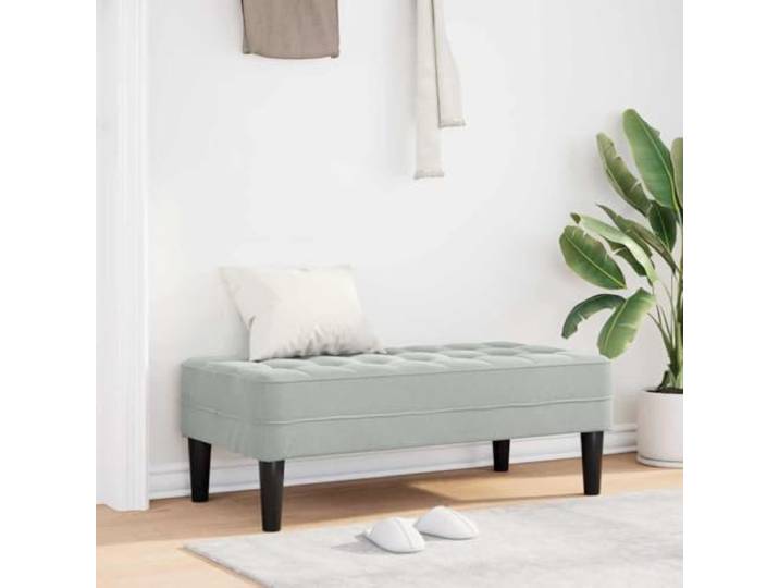 TEKGHUT Bank mit Kissen Hellgrau 113 x 57 x 39 cm Samt Samtoberfläche, Sperrholzbeine, Bankkissen, Wohnzimmer, modernes Design, klare Linien