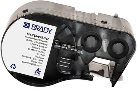 Brady M4-250-075-342 fita termoencolhível preto sobre branco 19,05 mm x 11,15 mm