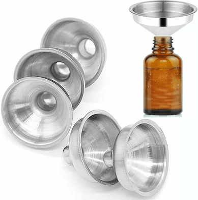 ilyeco Mini Stainless Steel Funnels For Perfume Bottles, Oil, Flask & Diffuser Filling, Compact, Food Grade, Nestable Set Mini Stainless Steel Funnels For Perfume Bottles, Oil, Flask & Diffuser Filling, Compact, Food Grade, Nestable Set