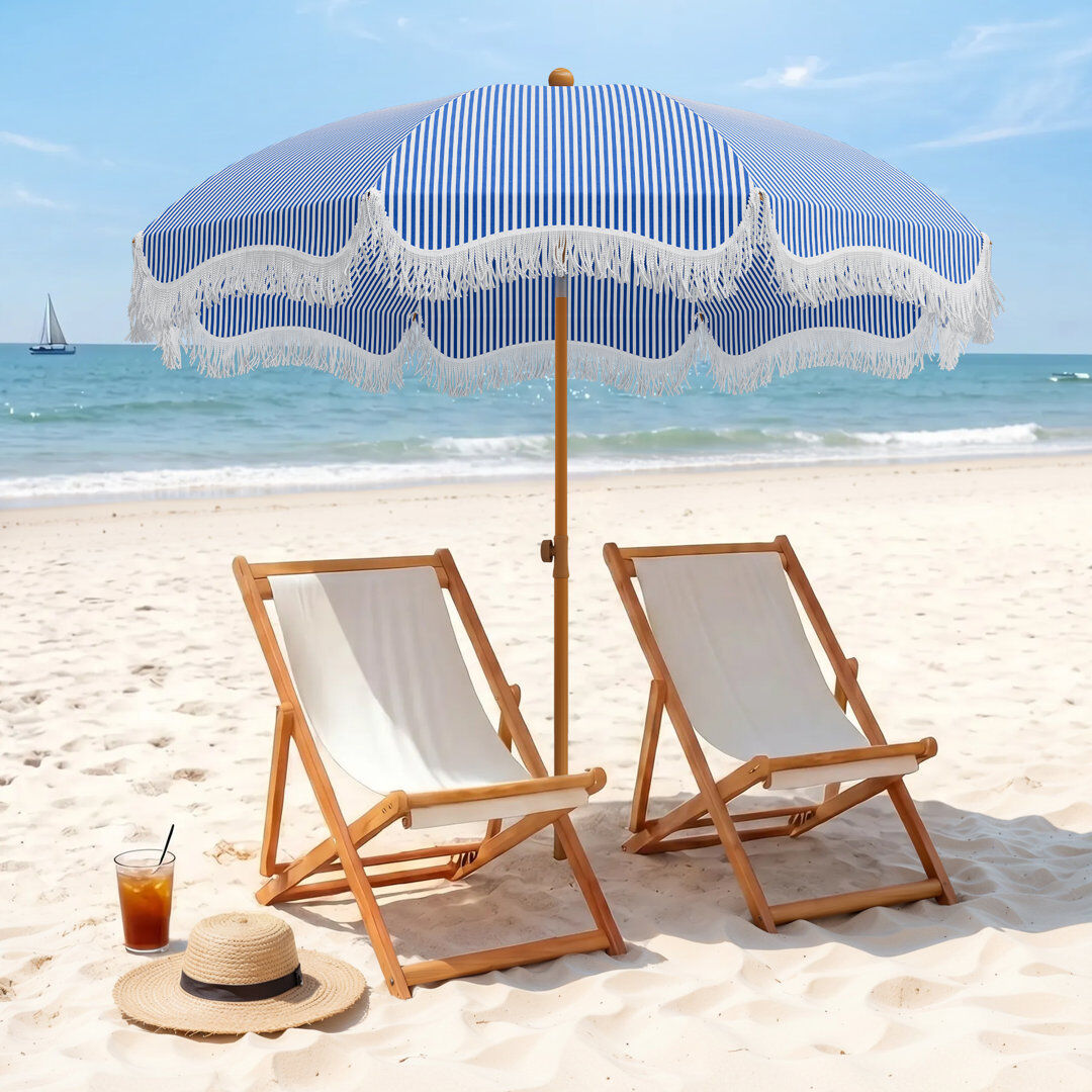 Blue Elephant Sharniece 2m Beach Parasol Navy Blue 205.7cm H X 213.4cm W X 213.4cm D