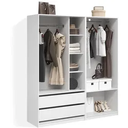 KLEIDERSCHRANK Trento Weiß 2er Set