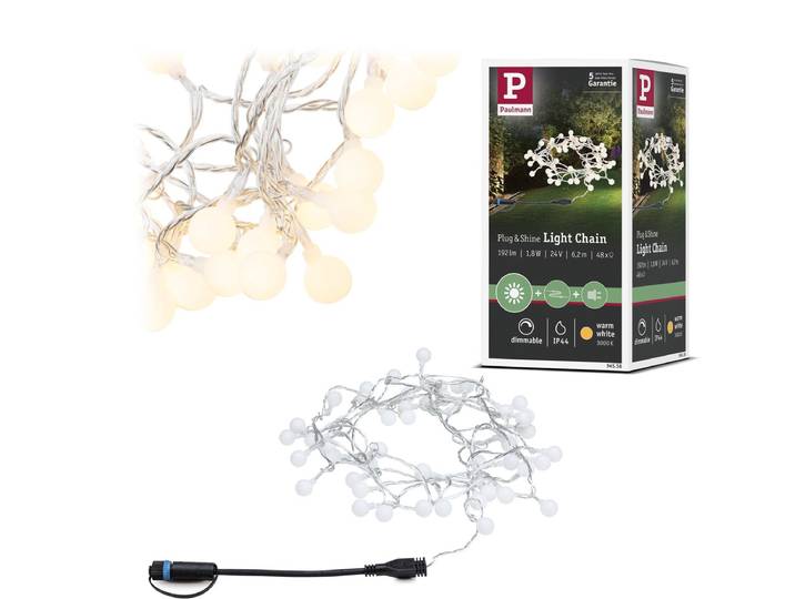 Plug & Shine LED-lichtketting Warm wit IP44 3000K Zwart