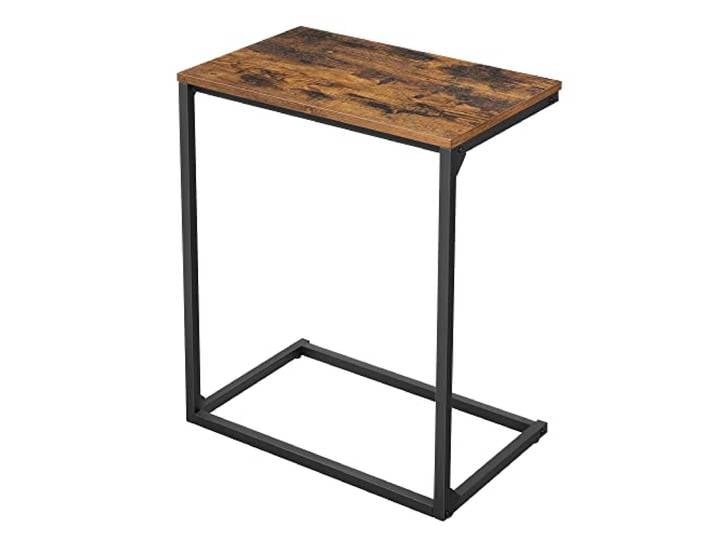 VASAGLE Table d'appoint\, Bout de Canapé\, Table de Chevet Table de Lit\, Style Industriel\, Structure Simple\, Stable\, Marron Rustique et Noir\, Collection BARNET LNT52BX