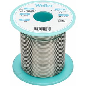 Weller Lötzinn T0051402699, Flussmittel, bleifrei, Ø 1,0mm, 99,35% Zinn 0,05% Kupfer 0,6% Nickel,100g