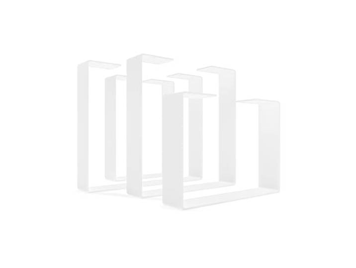 HEVVA 2x Couchtischbeine / Bankbeine - TURIN - U-Form (40x43 cm, Weiß) Couchtischgestell, DIY-Couchtisch, Bankgestell für den Innen- und Außenbereich, Bankbeine aus Metall, Couchtischkufen