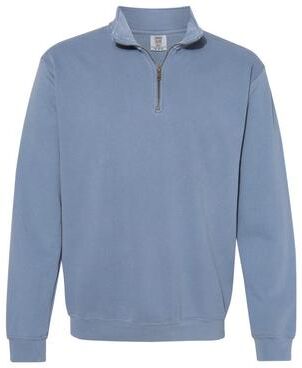 Comfort Colors 1580 Men's Garment-Dyed Quarter-Zip Sweatshirt in Blue Jean size Medium   Cotton/Polyester Blend CC1580