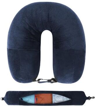 Uplift Essentials Fillable Travel Neck Pillow   U Shaped Storage Solution For Airplane Travel navy Blue