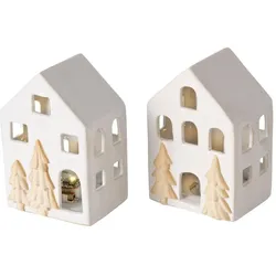 Boltze Home, LED Weihnachtsdeko, Castle Haus LED weiss sortiert 10,5cm (1 Stück)