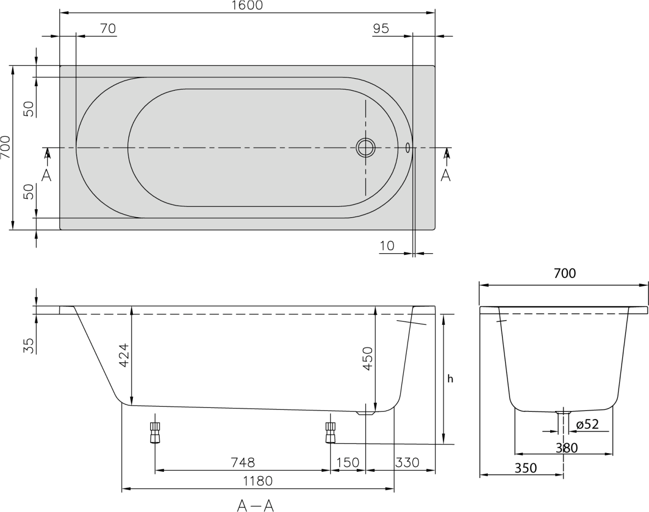 Villeroy & Boch Whirlpool O.novo, weiss, Combipool Entry, Technik Pos. 2, UCE160CAS2A2V01