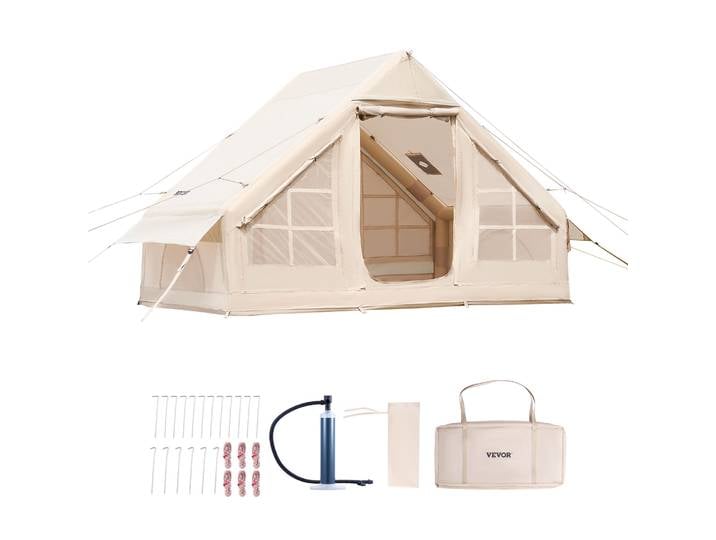 SucceBuy Tentes gonflables pour camping Tente gonflable à installation facile avec pompe à main Tente Oxford 300D avec sac de rangement pour cric de poêle inclus