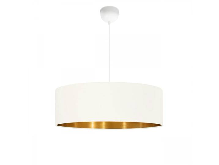 Suspension blanche contemporaine avec abat-jour doré