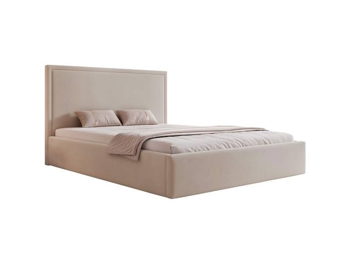 Gepolstertes Bett 180x200 cm Asurro mit Stauraum, Metallrahmen,