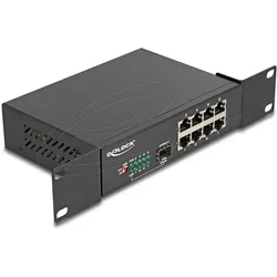 Delock 10" Gigabit Ethernet Switch (8 Ports), Netzwerk Switch, Schwarz