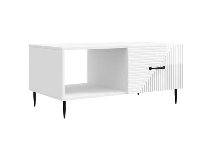KKgypkn Rechteckiger Couchtisch Holzwerkstoff 90x50x40 cm Konische Metallbeine Schwarz, Industrieller Stil, 90 Grad Pendeltüren, Pflegeleicht