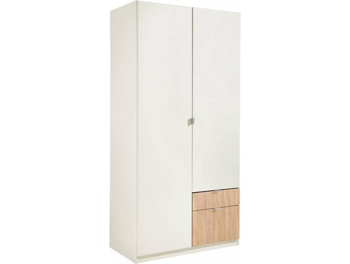 Kleiderschrank PRIESS Steyr , weiss (weiß, struktureichefarben hell), B:94cm H:193cm T:54cm, Holzwerkstoff, Schränke, Kleiderschrank
