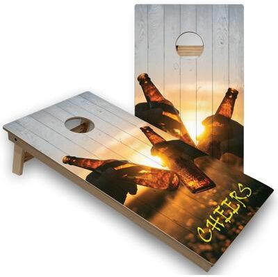 Skip's Garage Solid Wood Cornhole Boards - Cheers Design