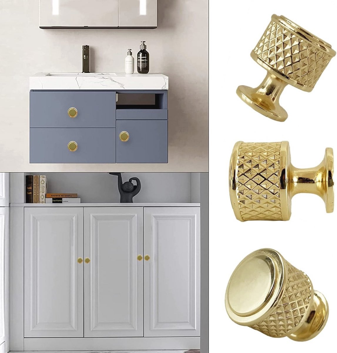 Set van 6 moderne kastknoppen in goud voor je meubels