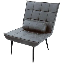 SESSEL Wohnzimmer aus Kunstleder-PU Anthrazit Relaxsessel mit Lendenkissen