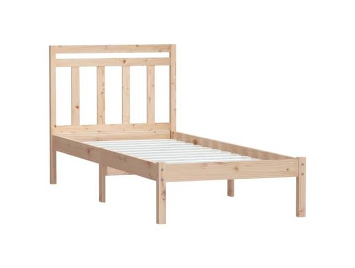 KTHLBRH Bettgestell 75 x 190 cm Small Single aus Massivholz Kopfteil, Lattenrost inklusive, robuste Struktur, rustikaler Stil