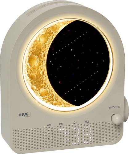 TFA Dostmann 60.2053.15 Quarz Lichtwecker Hellgrau Alarmzeiten 2 Ambiente Licht
