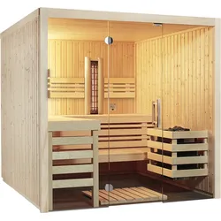 Infraworld Sauna Panorama Complete 210 Fichte - 75 mm Multifunktionssauna Ohne Ofen/Steuerung