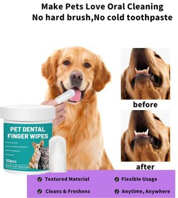Inspired Living FreshSmile Pet Dental Wipes For Dogs & Cats FreshSmile Pet Dental Wipes For Dogs & Cats